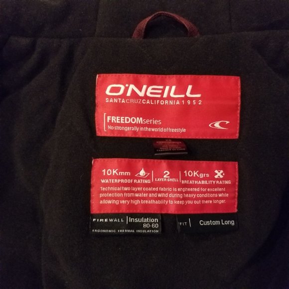 O'Neill Jacket FreedomSeries Snowboarding and Skiing Coat Red Long Waterproof - Picture 4 of 14